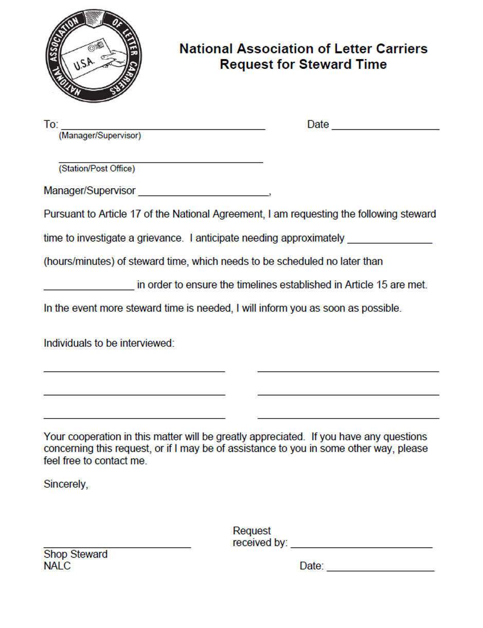 Request for Steward Time